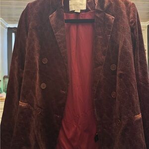 Carolina Belle Maroon Velvet Blazer
